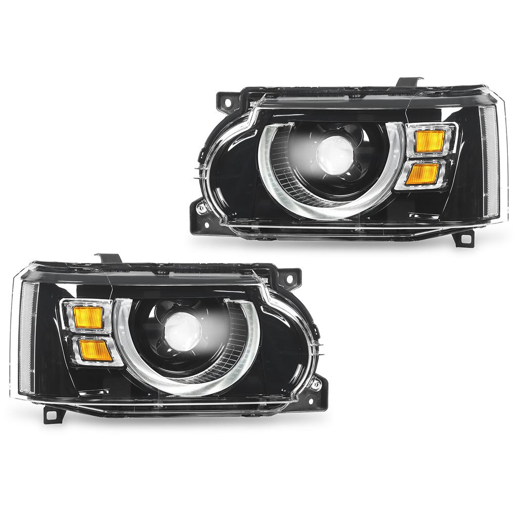 Defender Design Full LED Headlights Projector Replacement for Land Rover Range Rover Vogue L322 Facelift 2010‑2012