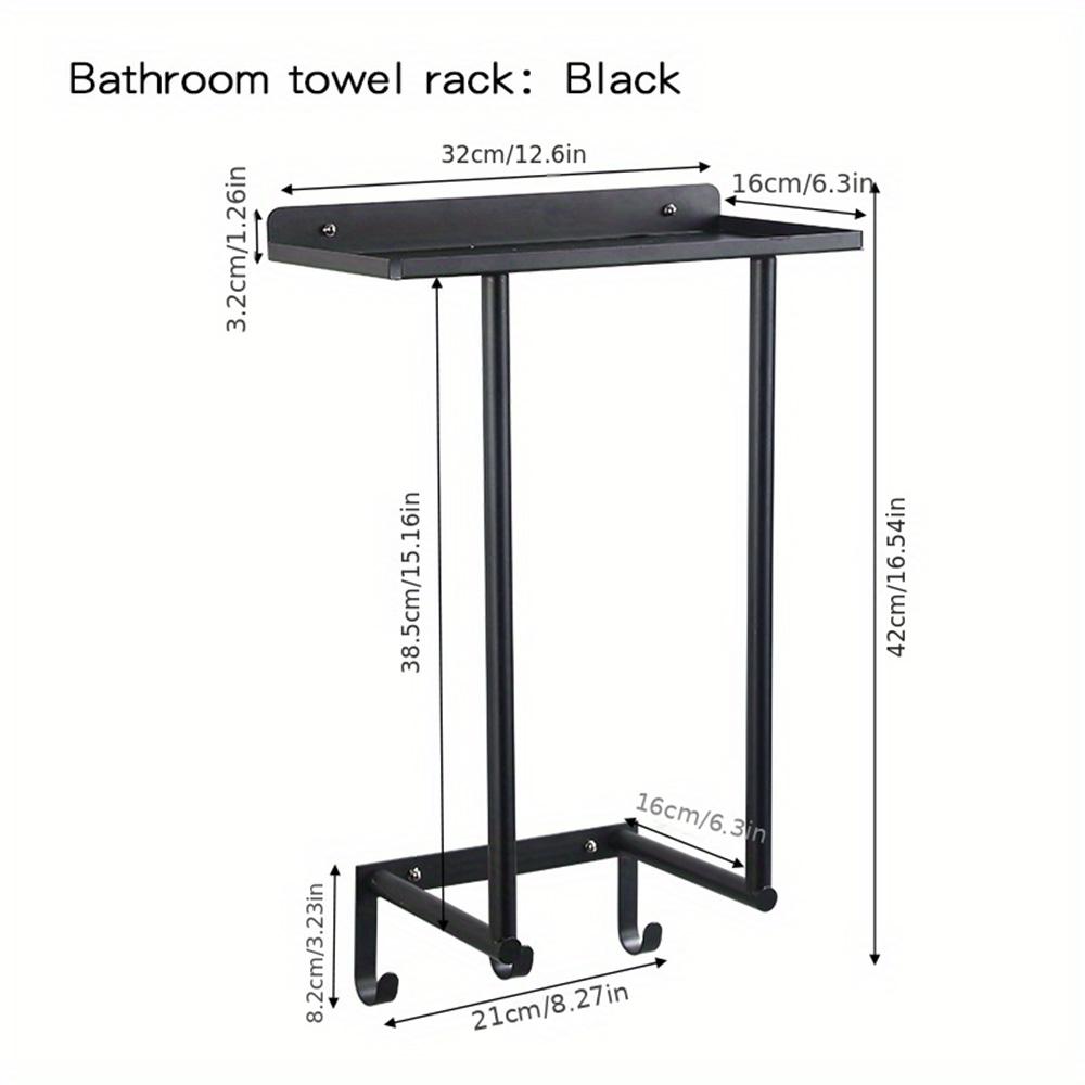 

1pc Stainless Steel Towel Storage Rack, Towel Holder For Bathroom Wall, Towel Rack With Shelf And Hooks, Hanging Towel Organizer