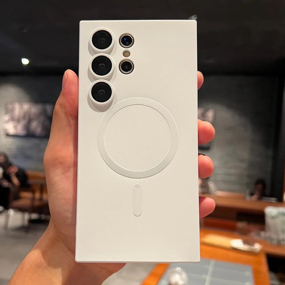 Magnetic Wireless Charger For Magsafe Matte Bumper Case For Samsung Galaxy S24 S23 S22 Ultra Plus S21 S20 Note 10 20 Phone Cover