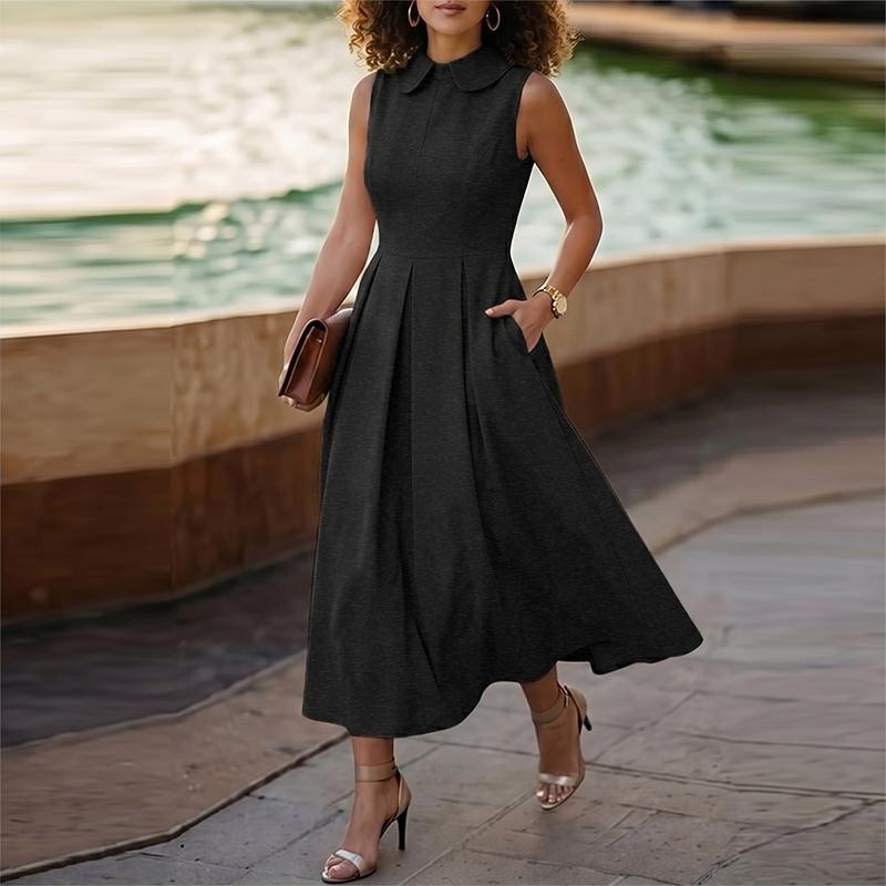 ZANZEA Women Elegant Doll Collar Summer Casual Sleeveless Dress