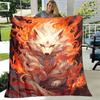1pc Anime Flame Nine Tailed Fox Thin Blanket - Lightweight Flannel Throw For Sofa, Bed, Travel, Camping, Livingroom, Office, Cou
