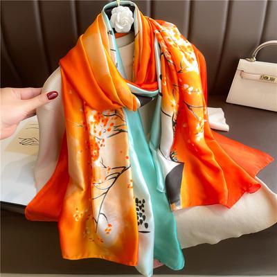 New Four Seasons Available New Silk Large Size Thin Outer Wear Neck Protection Scarf Sunscreen Warm Beach Towel For Women