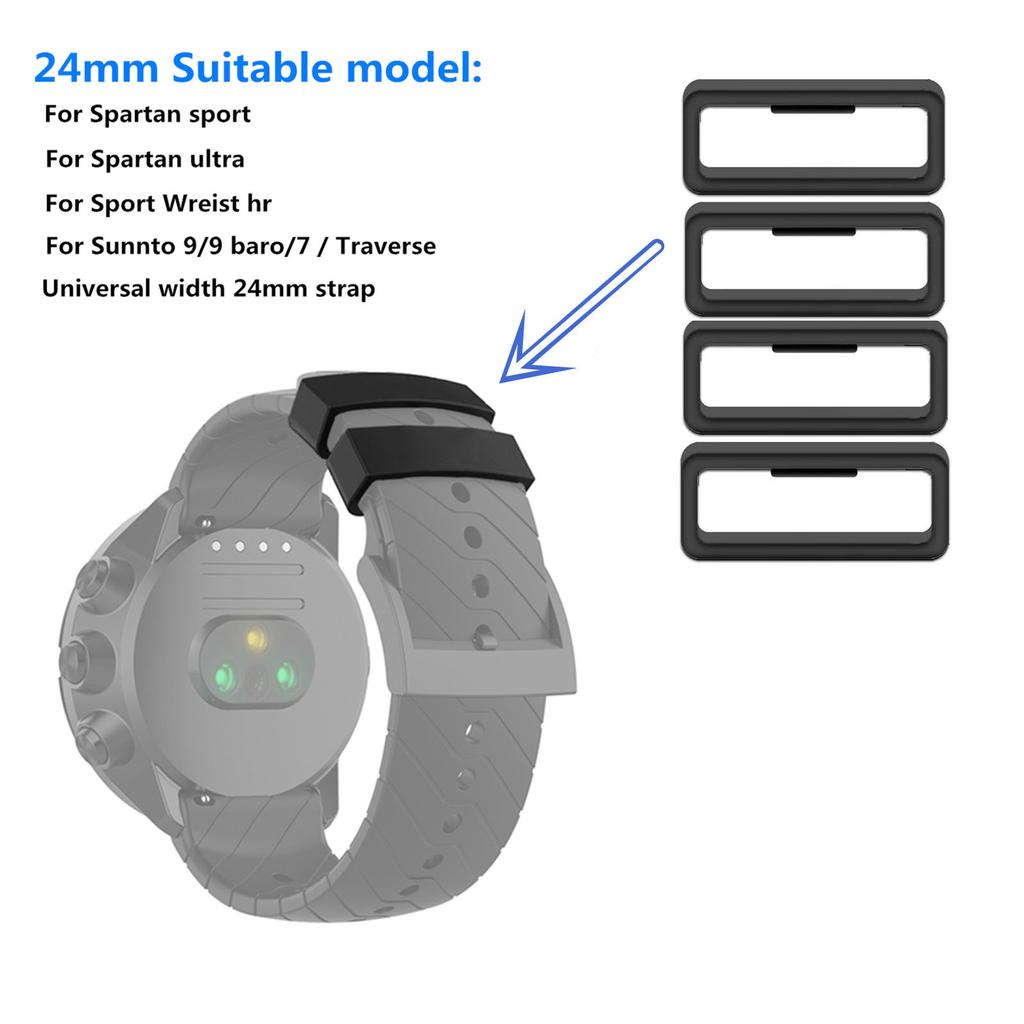 Silicone Connector Loop Wristband Fastener Ring Watch Strap for Suunto24mm 10pcs
