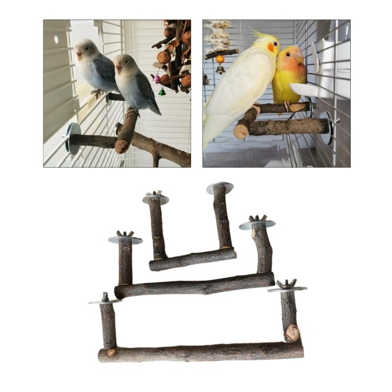 Bird Perch Wood Stand Natural Wood Stick Standing Climbing Bar Paw Grinding Toy for Birds Cage Accessories U-Shape