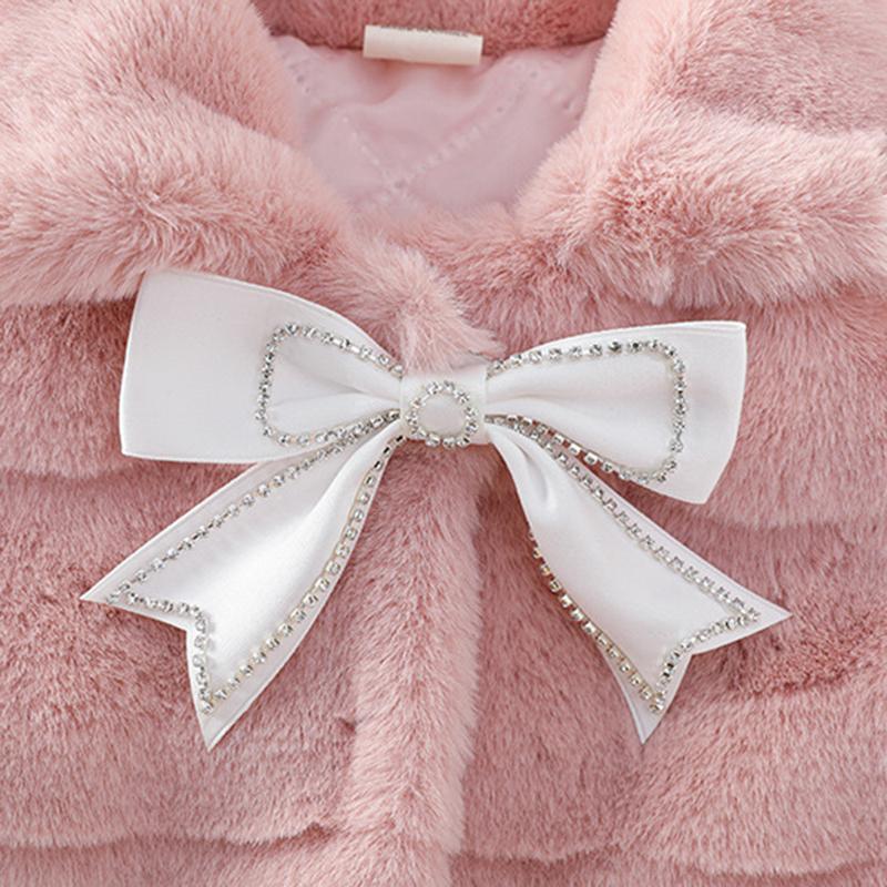 Autumn Winter Warm Faux Fur Coat for Girls Jacket Baby Snowsuit Sweet Christmas Princess Outwear 1-5 Years Kids Clothes