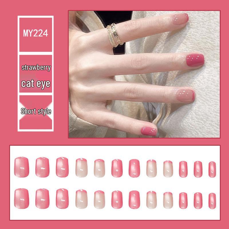 Chasing Light Cat's Eye Crystal Nails: Handmade, Detachable, Flash Diamond Design for Trendy, Stylish Looks.