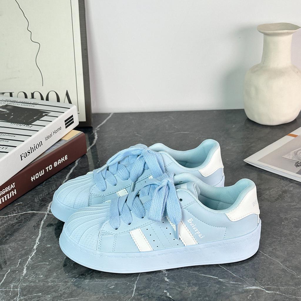 Vulcanized Shoes Shell Head Board Shoes Women's Spring 2025 Versatile Low-top Thick-soled Dopamine Casual Little White Shoes