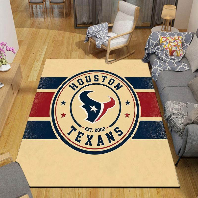 Houston Texans Flannel Pattern Square Carpet,Area Rug,Carpet Rug for Living Room Bedroom Sofa Playroom Decor,Non-slip Floor Mat