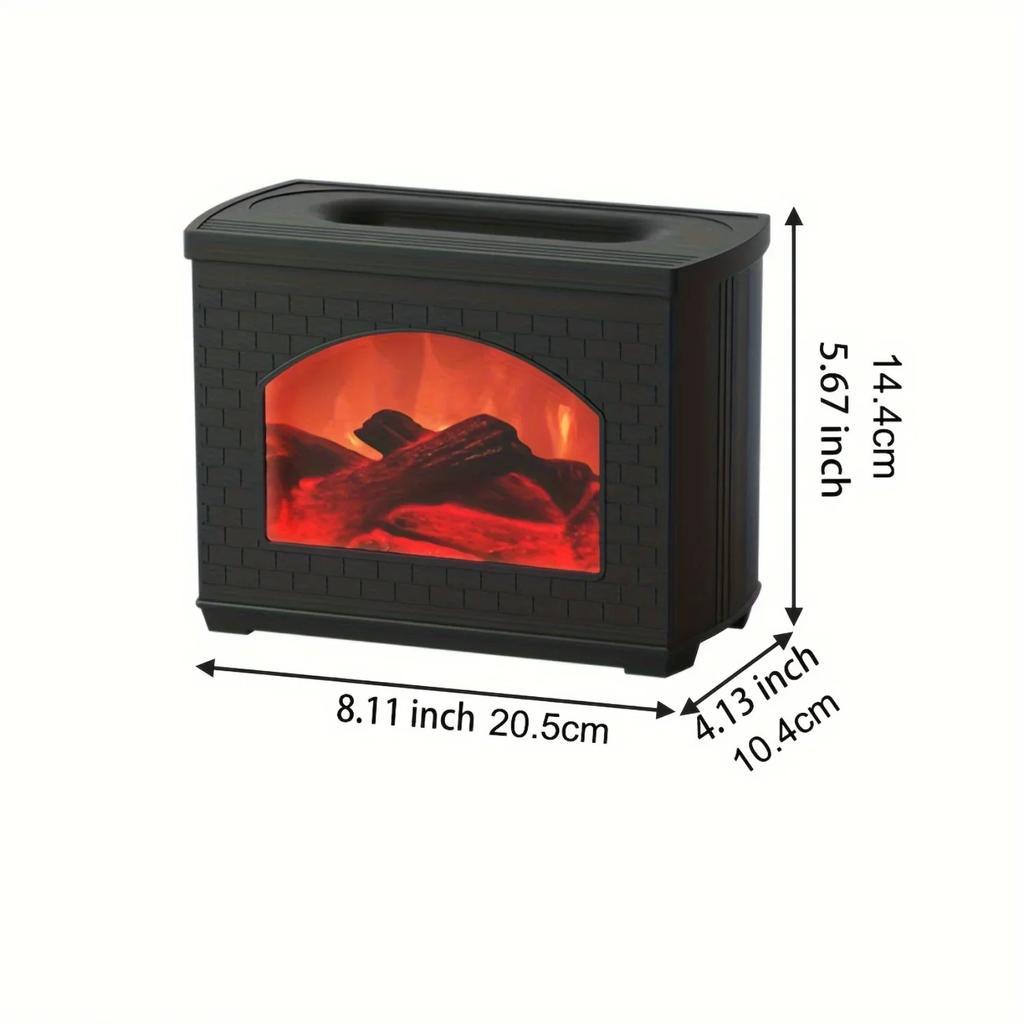 Niedliche Ästhetische LED-Nachtlichter Schreibtisch Luftbefeuchter, Simulationsflamme Feinsprühgerät Geschenk für Bauernhaus Kamin, Essentiell