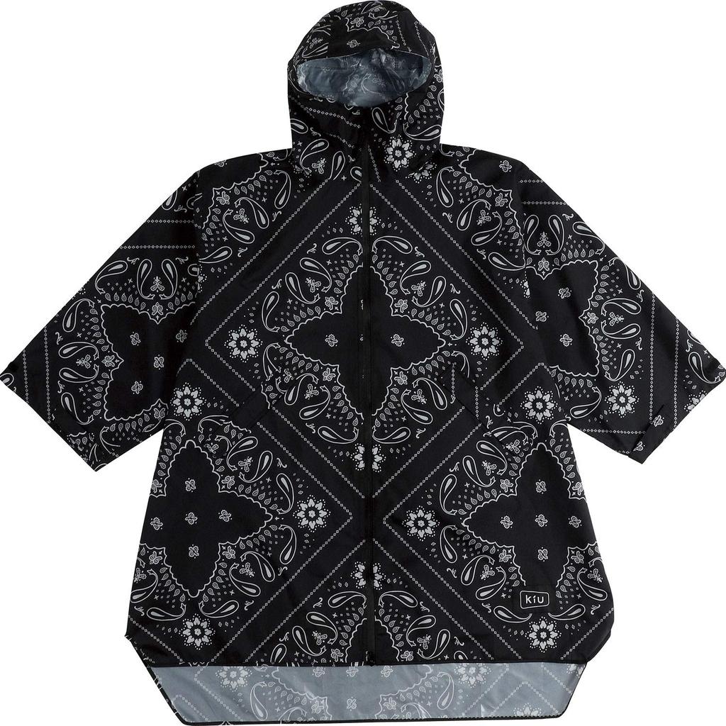 KiU Heavy Rain Poncho with with Storage and Rain Sleeves, Cycling, Water-Repellent, Waterproof, Bag, Men's Women's Poncho/Bandana, Black, K77-174