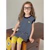 Summer Children's Embroidery Lycra Cotton Striped Dress