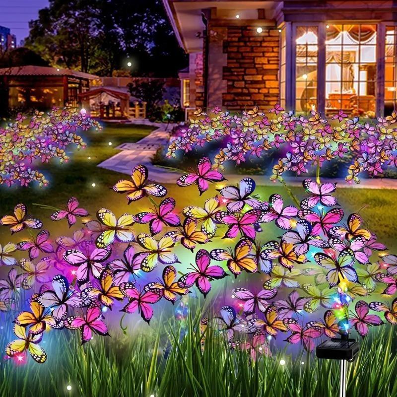 Garden Summer Landscape Lighting Outdoor Solar Light Camping Wedding Party Christmas Decor Lawn Lamp LED Simulation Butterfly Sunflower