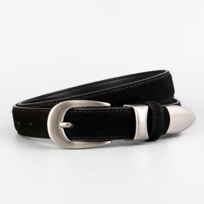 Stylish Genuine Leather Belt For Women With Classic Alloy Buckle And Minimalist Design Black