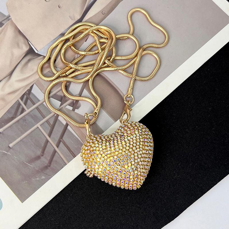 

Стиль Роскошная Мини Сумка-Кроссбоди с Цепочкой в Виде Персикового Сердца с Бриллиантами, Сумки для Женщин, Блестящая Каменная Сумка на Плечо, Вечерняя Милая Сумочка