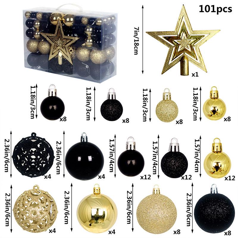101-Piece Christmas Star Ornament Set: Electroplated Plastic Balls