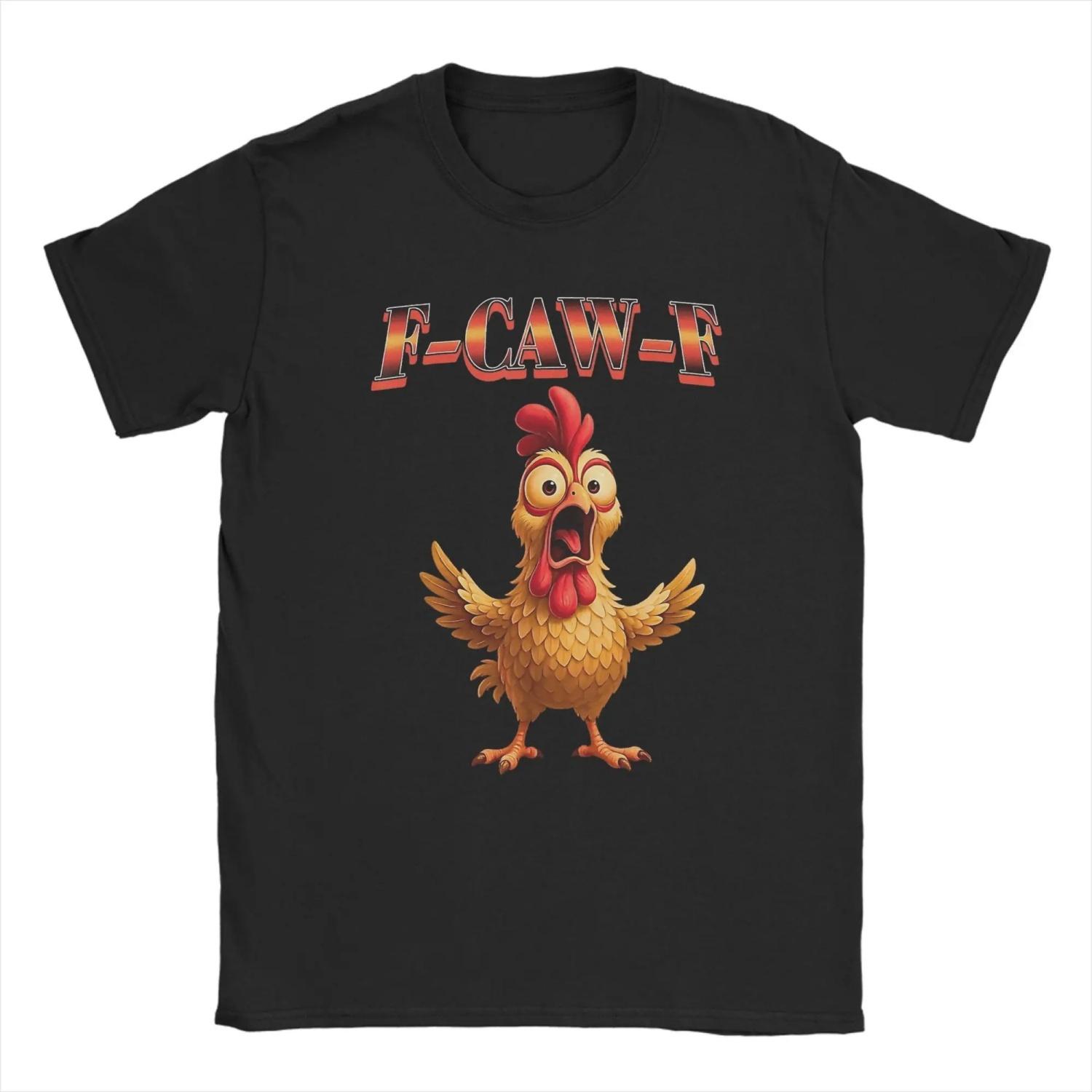 

F-Caw-F Funny Chicken Spooky T Shirt Summer 100 Cotton T Shirts For Harajuku Pattern Tshirt Short-Sleeved Classic Tees S чёрный