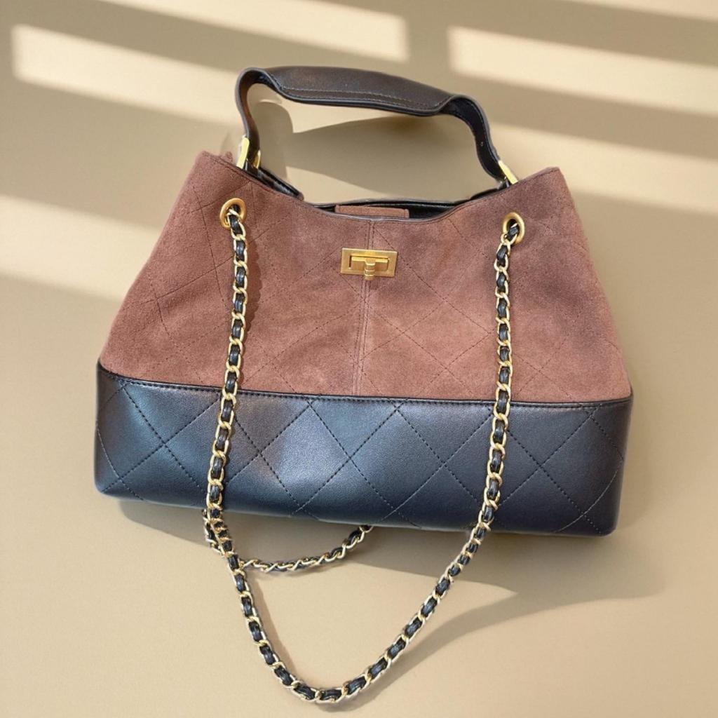 Bolsa de Corrente Grande com Diamantes Estilo Novo Xiaoxiang Transfronteiriça Cor Retro Combinada Bolsa Tote Despojada Bolsa de Ombro Mensageiro para o Dia a Dia