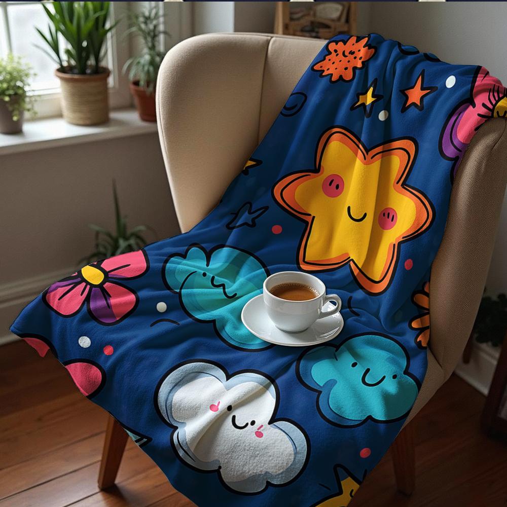 Marineblau Kaugummi Stern Weiche Flanelldecke Atmungsaktige Warme Decke für Büro Auto Sofa Kinderzimmer Geburtstag Weihnachtsgeschenk