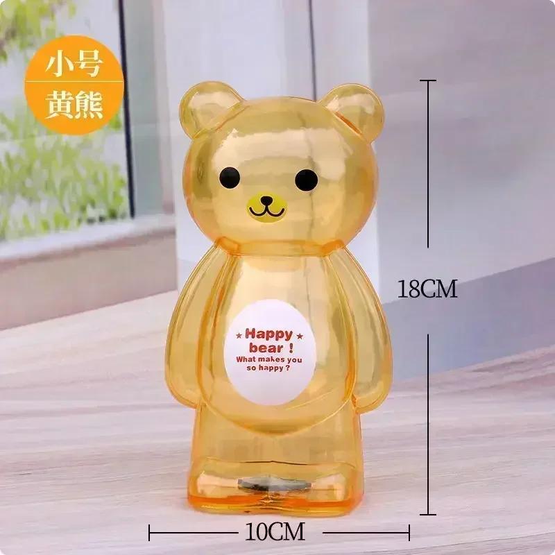 Creative Little Bear Piggy Bank Transparent Coin Paper Money Saving Box Cute Safe Deposit Box Kids Holiday Gift Desktop Decor