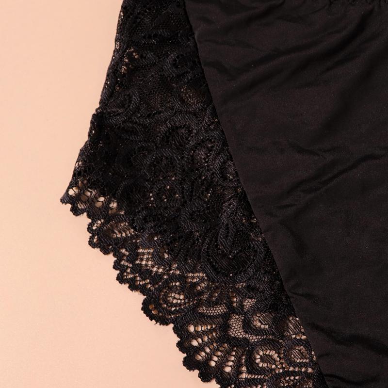 Women Plus Size Daily Panties Breathable Comfortable Middle Waist Half-Transparent Brief 0Xl - 5Xl - 6003