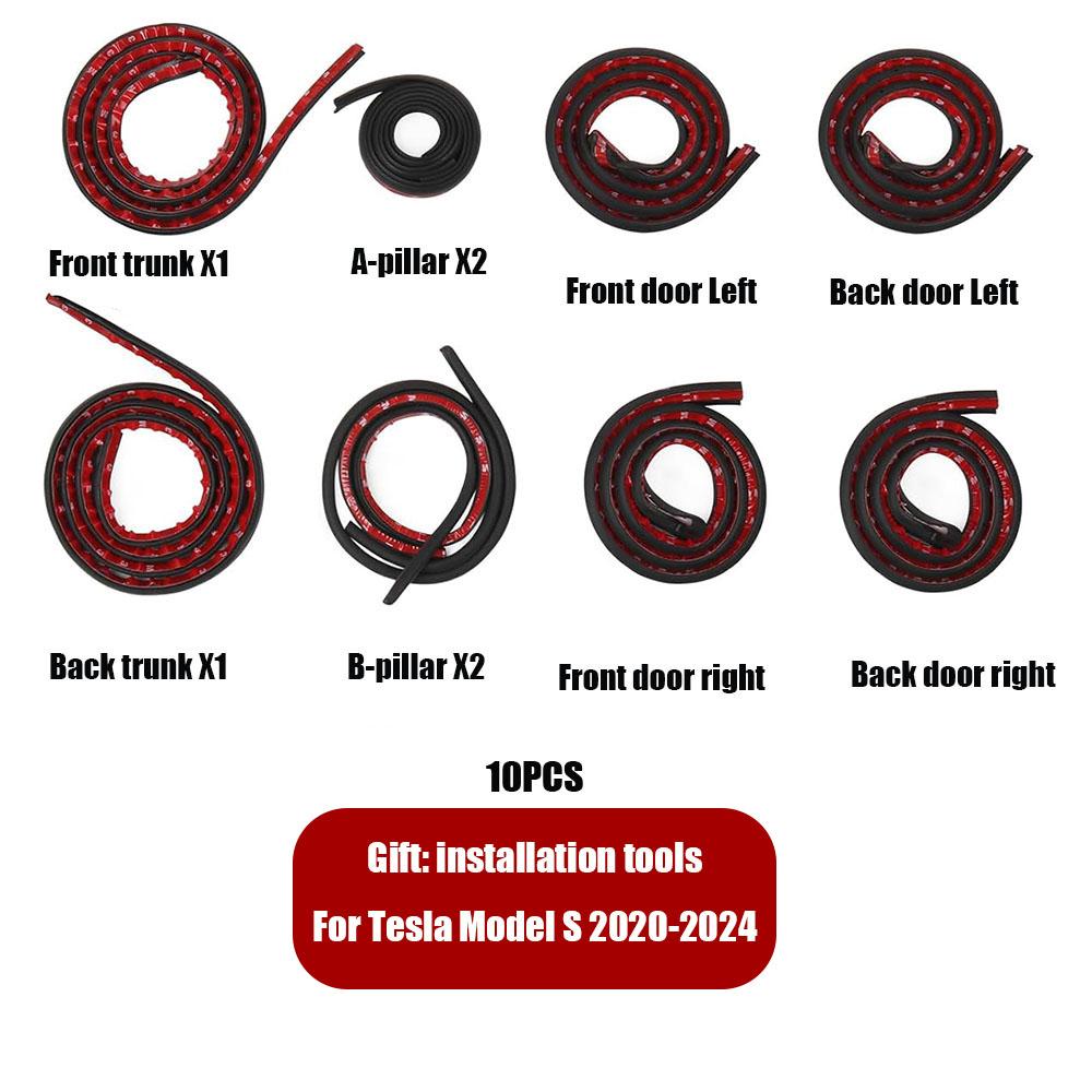 ZJZO5 Door Seal Soundproof Kit for 2025 Tesla Model 3 Y S X Rubber Weather Draft Seal Strip Wind Noise Kit Front Trunk Cover Strip