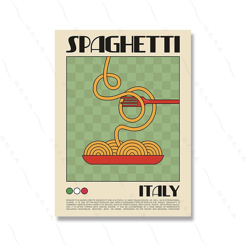 Spaghetti Ramen Noodles Wall Print Colorful Poster Retro Food Funny Wall Art Canvas Painting Trendy Decor Pictures For Kitchen