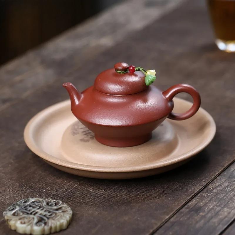 140ml Yixing Purple Clay Teapots Master Handmade Albizzia Julibrissin Pot Raw Ore Downhill Mud Kettle With Strainer Zisha Teaset