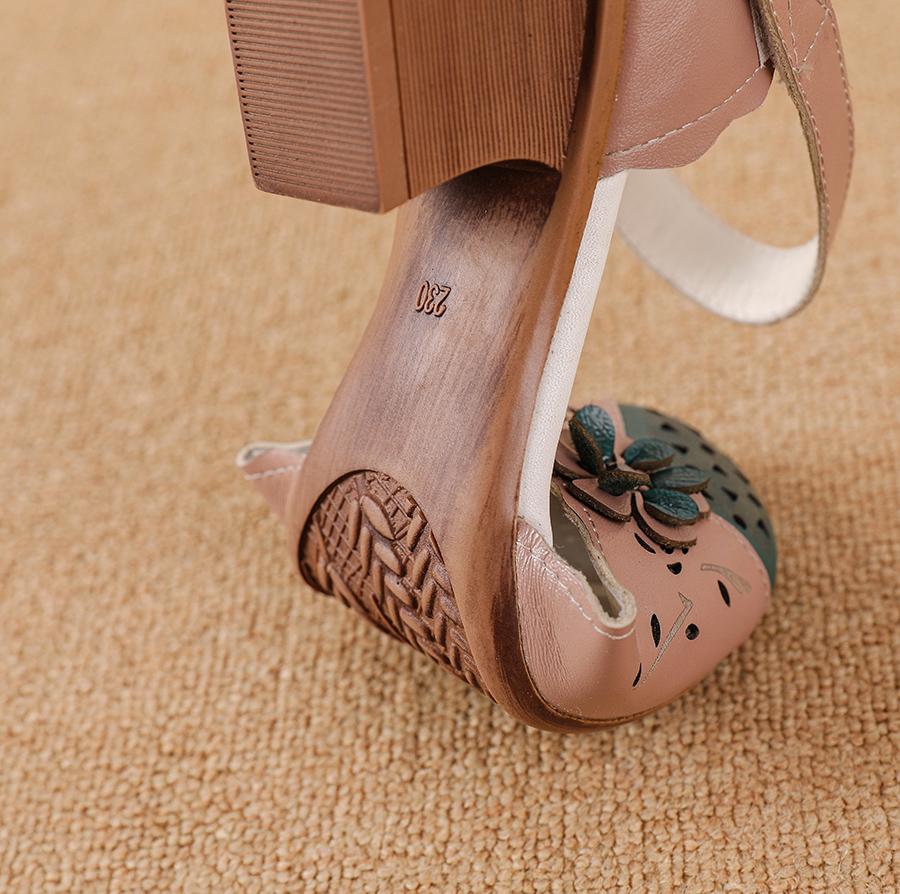 Fashion New handmade ankle wrap sandals women's summer shallow mary jane shoes ladies mid heels sandals elegant vintage block heel shoe