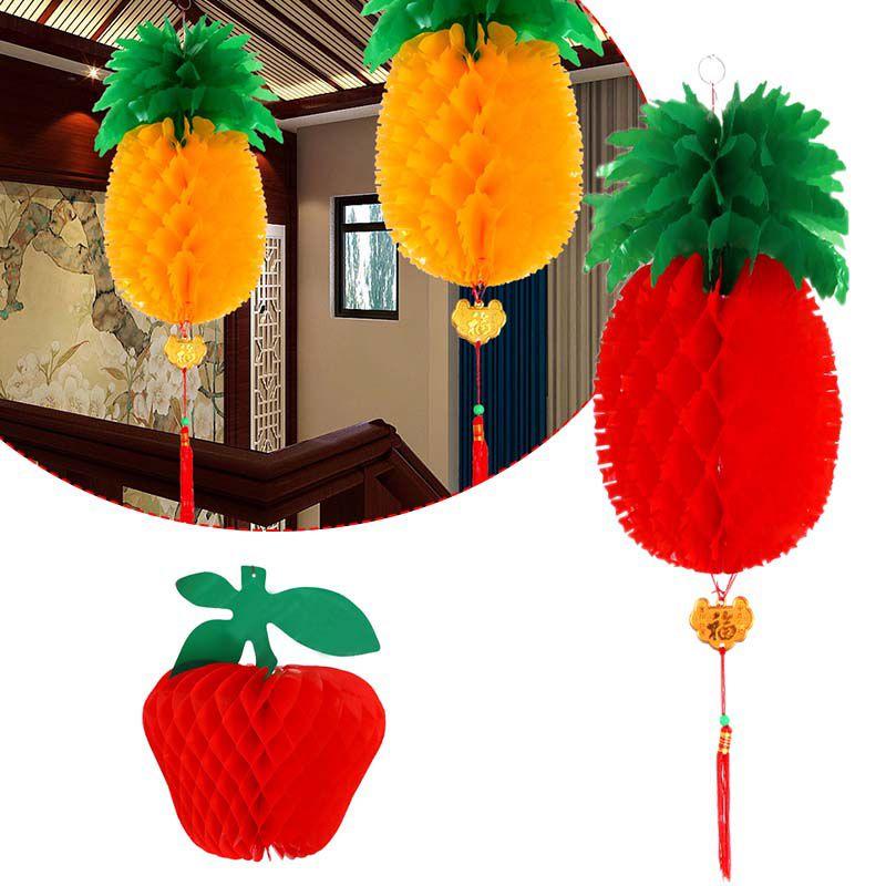 Pineapple Apple Lanterns Hanging Decorations Happy New Year Chinese Cny Fruit