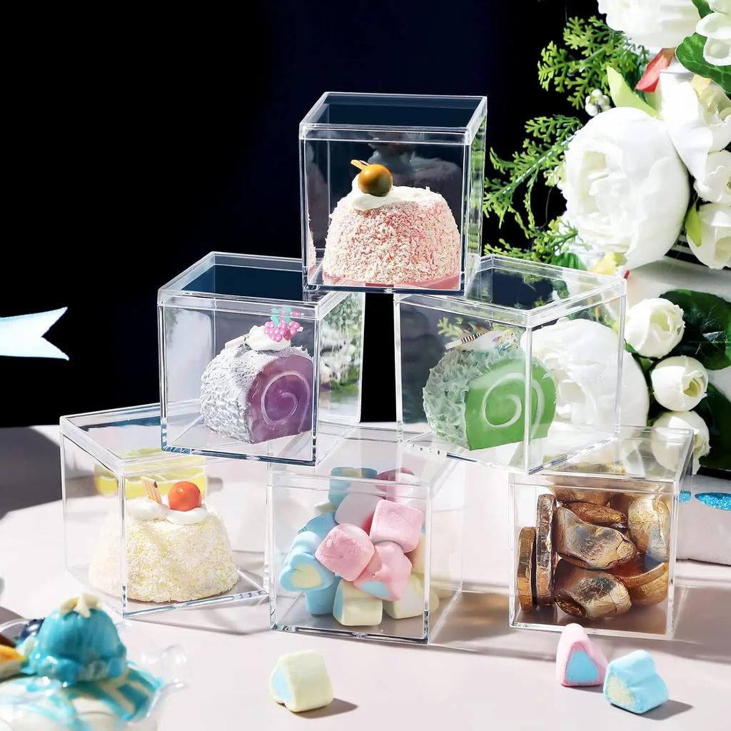 1-12 Stück Acrylboxen Transparent mit Deckel Quadratische Verpackungsbox Schutz Vitrine Staubdicht Lebensmittel Süßigkeiten Aufbewahrungsbehälter