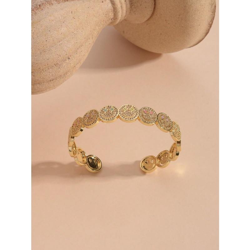 Meier Glazed smiley face open bangle - trendy & unique bracelet for women