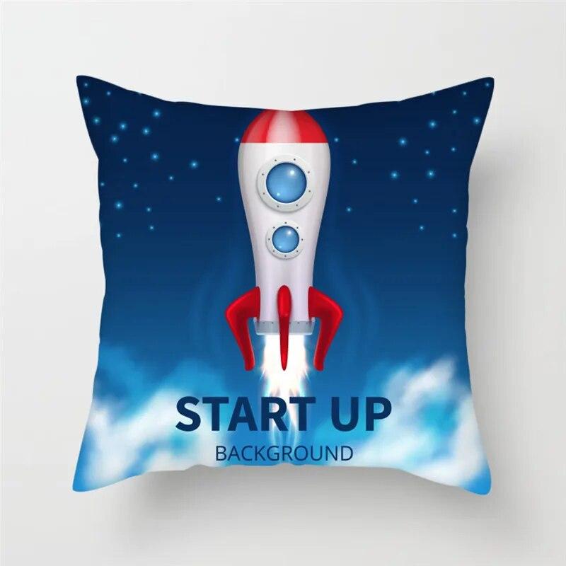 Cartoon Astronaut Rocket Spaceship Sofa Home Bedroom Decoration Pillowcase Kids Room  Space Theme Cushion Cover