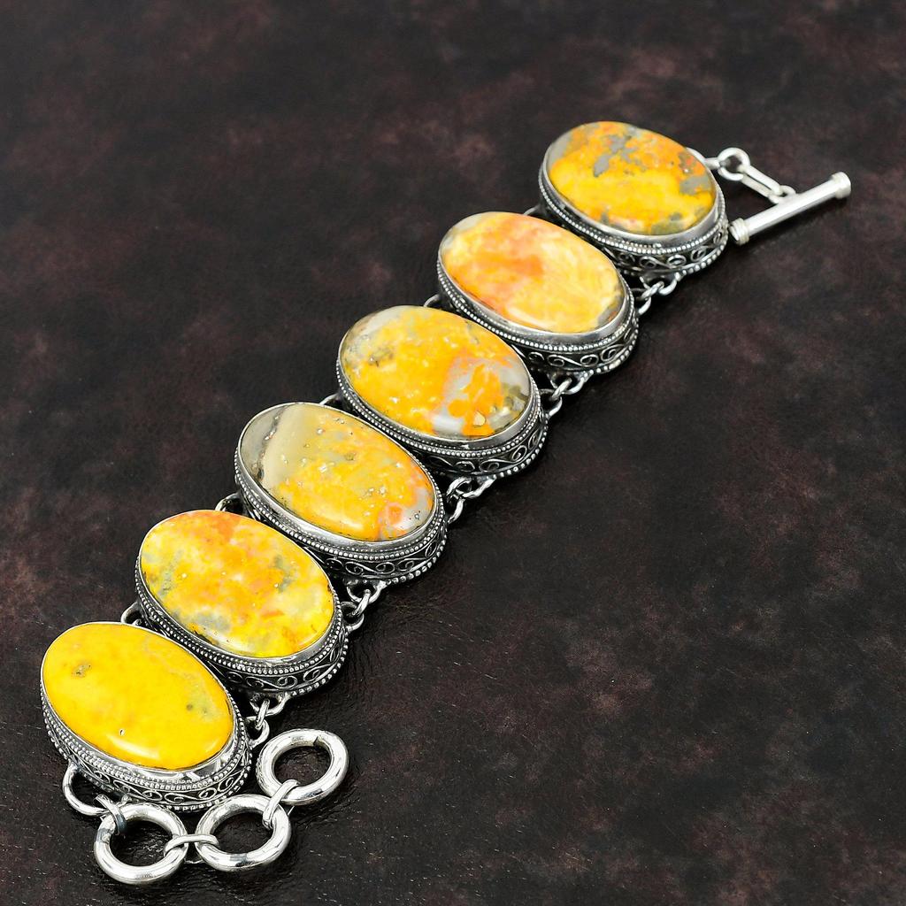 Bumble Bee Jasper Bracelet 925 Sterling Silver Bracelet Handmade Gemstone Bracelet Unique Jewelry Adjustable Chain Bracelet Vintage Bracelet