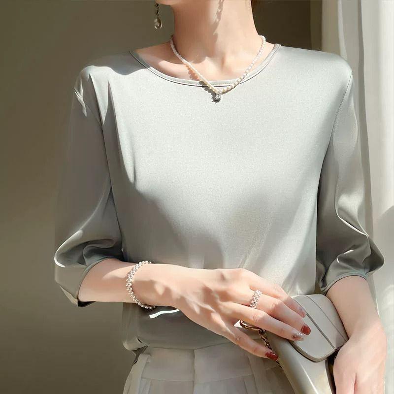 High-End Mulberry Silke Kortarmet Skjorte for Kvinner - Lett & Elegant Sommeroverdel