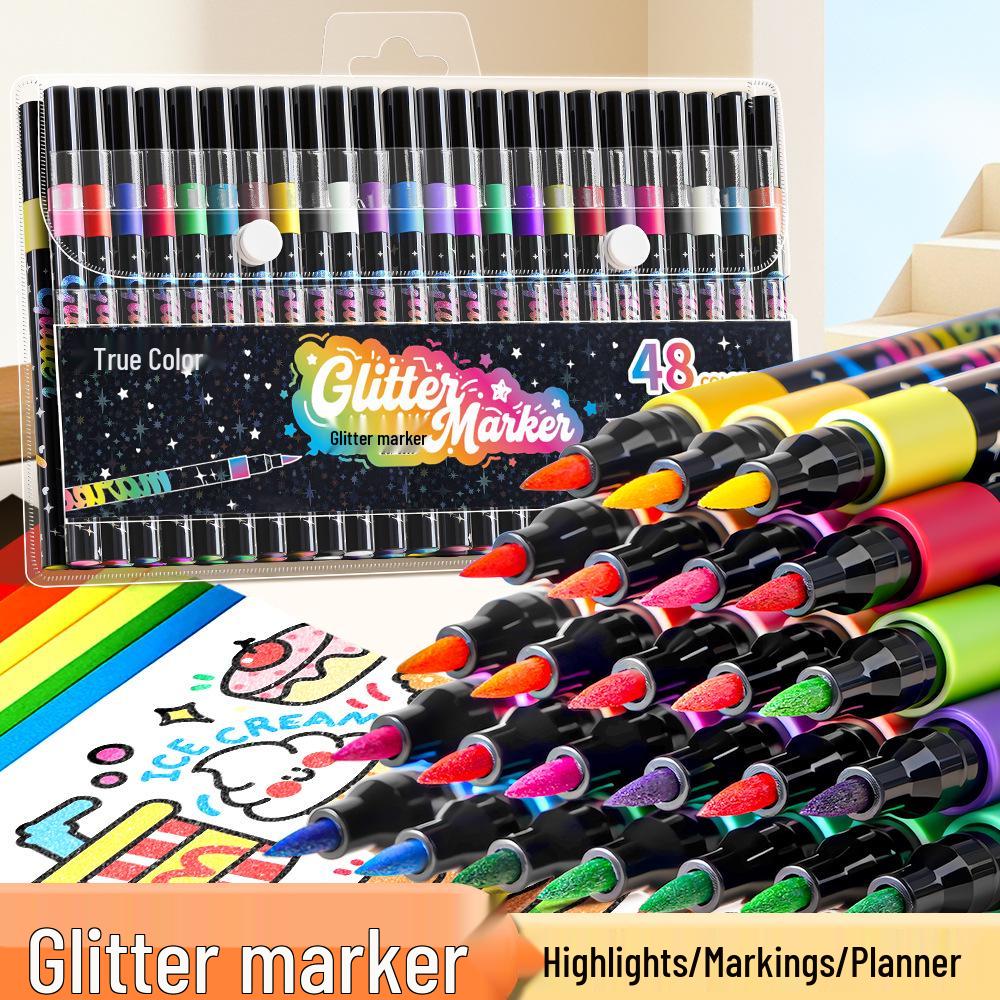 Echter Farbe Glitzer Filzstift für Grundschule & Kindergarten Kunst – Wasserbasierter Glanz.