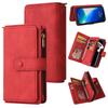 Applicable iPhone16 Leather Case 17Plus Skin Sense Scrub 15 Card Zipper Wallet Case Google 9Pro Solid Color