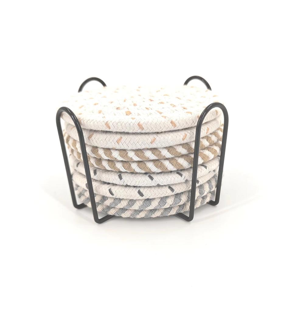 8pcs Handwoven Coasters Made of Cotton Absorbent and Heat-resistant Solid Color Nordic Style Coaster for Home Decoration