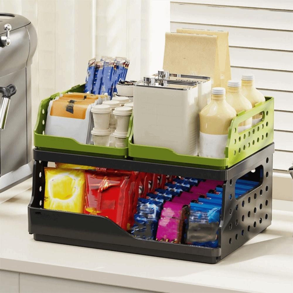 Plastic Storage Box Perforated Board Desktop Bookshelf Toy Container Foldable Storage Baskets Home