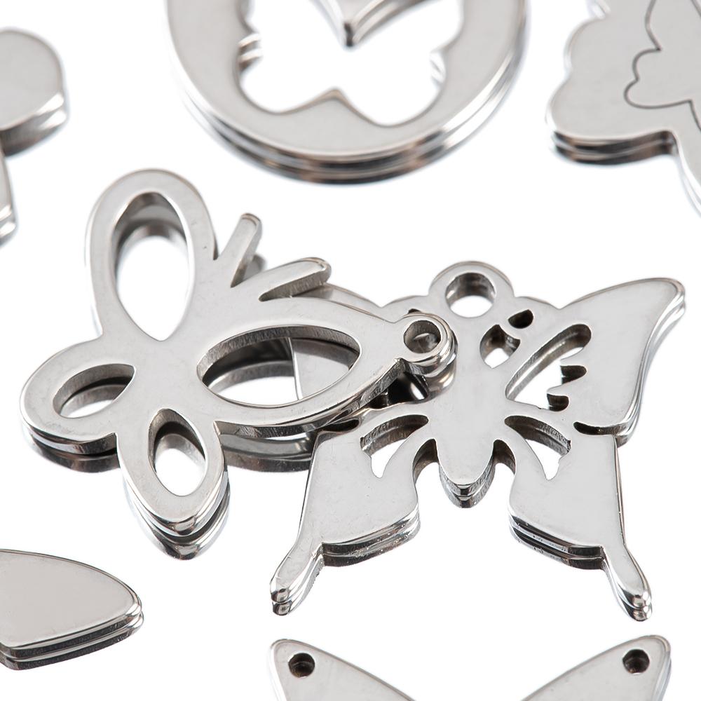 20pcs Stainless Steel Pendants Hollow Butterfly Necklace Charm Earrings Bracelet Butterflies Component DIY Women Jewelry Making