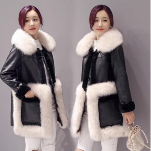 

Осень и зима новый воротник из искусственного меха лисы пальто средней и длинной длины искусственный мех кролика рекса мех интегрированный мех шуба для женщин XL чёрный