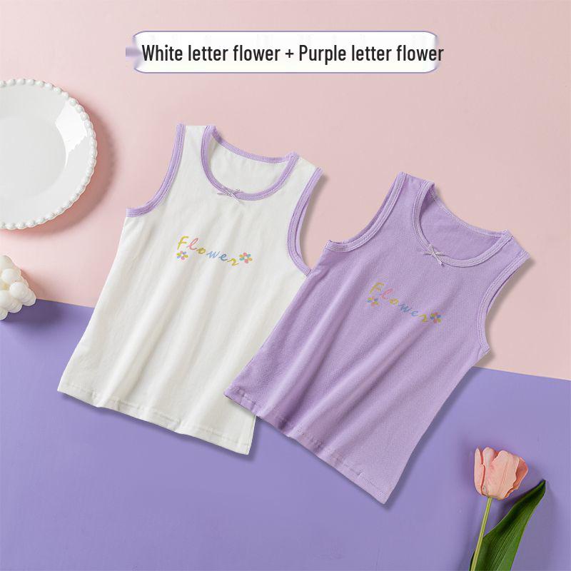 Class A Girls' Floral Cotton Tank Top for Ages 6-12 - Available In Medium & Large Sizes