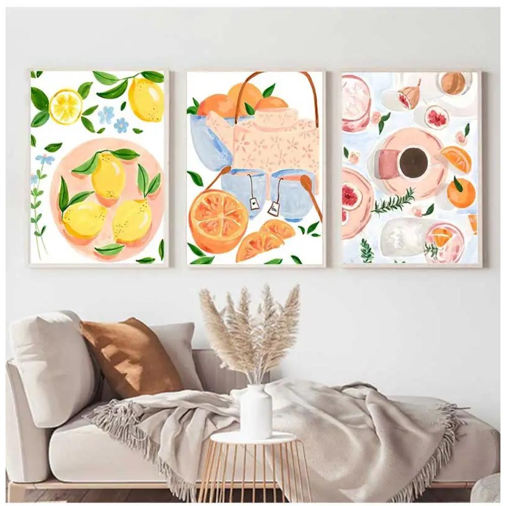 Abstract Wall Art Pool Party Fruit Plate Ladies Free Time Nordic Posters and Prints Oil Painting Living Room Decoration Pictures
