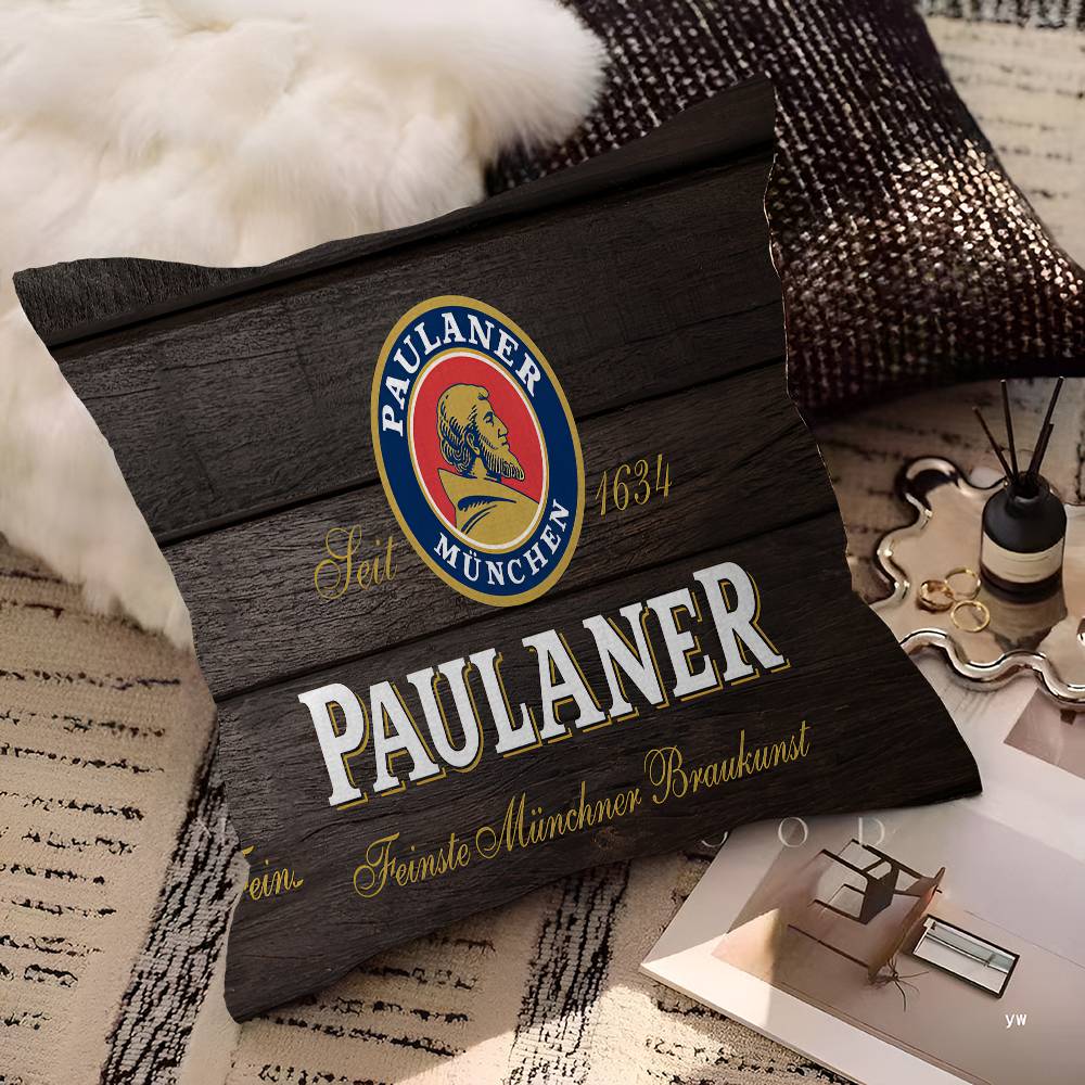 German Beer Paulaners Personalized Pillow Cover Kids Bedroom Wild Party Decor Pillowcase Kid Birthday Shower Gift