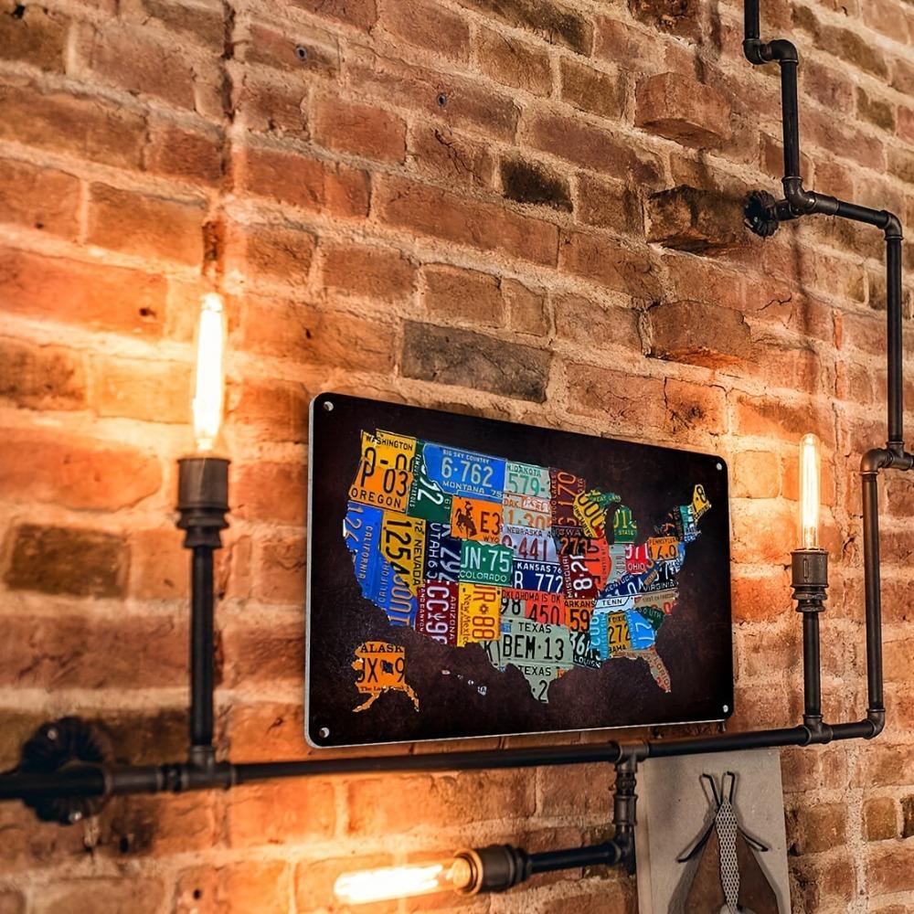 Vintage Route 66 USA Karte Metallschild 8x12 Aluminium Kennzeichen Dekoration für Garage Bar Zuhause