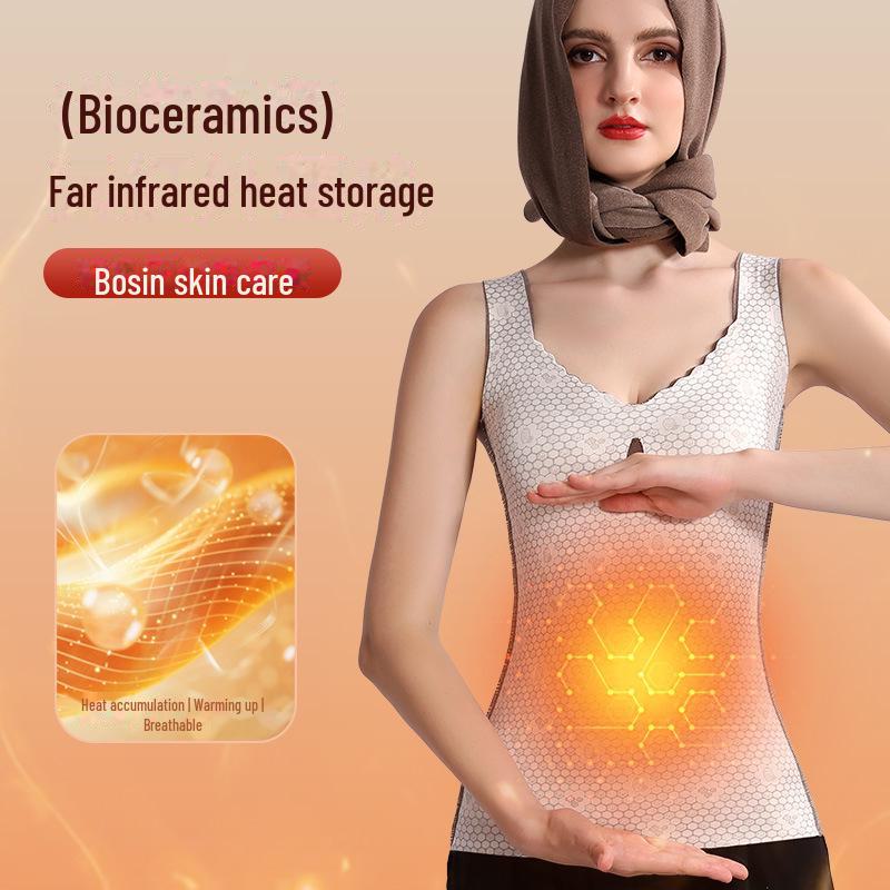 Women's 7A Antibacterial Velvet Warm Vest with Chest Pad - Thickened German Velvet for Winter Inner Wear