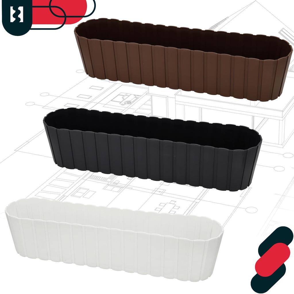 Oval Flowerpot Box For Balcony Terrace Rustic Anthracite 60 Cm 6 Pcs