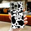 White Black Dairy Cattle Symbol Soft Phone Case For iPhone 15 16 17 Air 14 Pro Max 16E Plus 13 12 Mini Plating Anti-Fall Fundas
