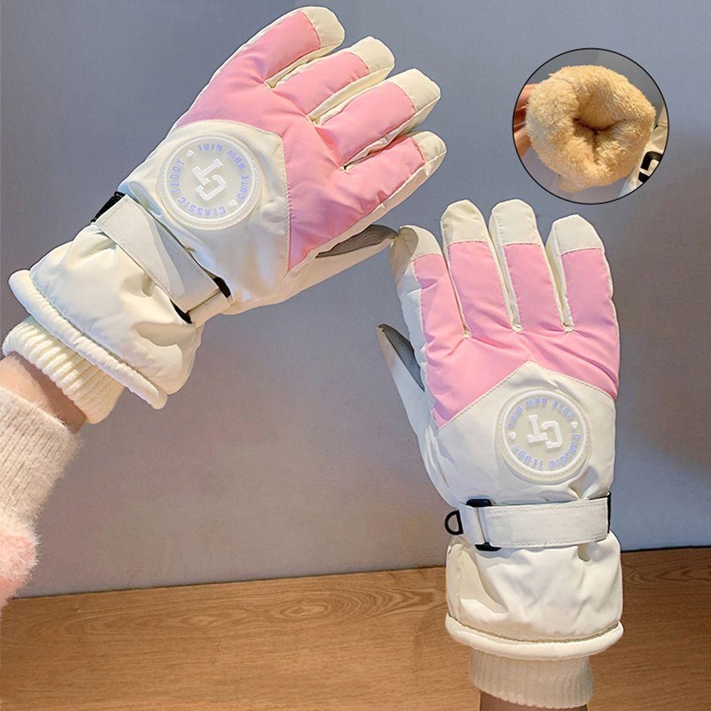 Cute Thickened Riding Gloves Windproof Cold Proof Full Finger Gloves Skiing Gloves Anti-slip Touchscreen Gloves Outdoor