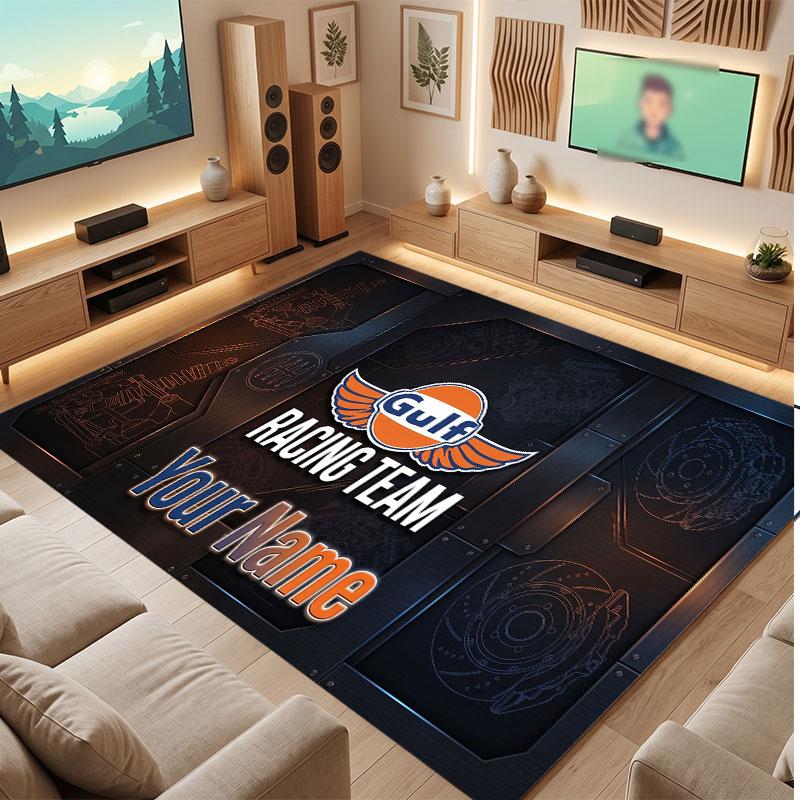 Gulf Personalized Crystal Velvet Carpet, Customized Name Text Soft Anti‑Slip Rug for Living Room Bedroom
