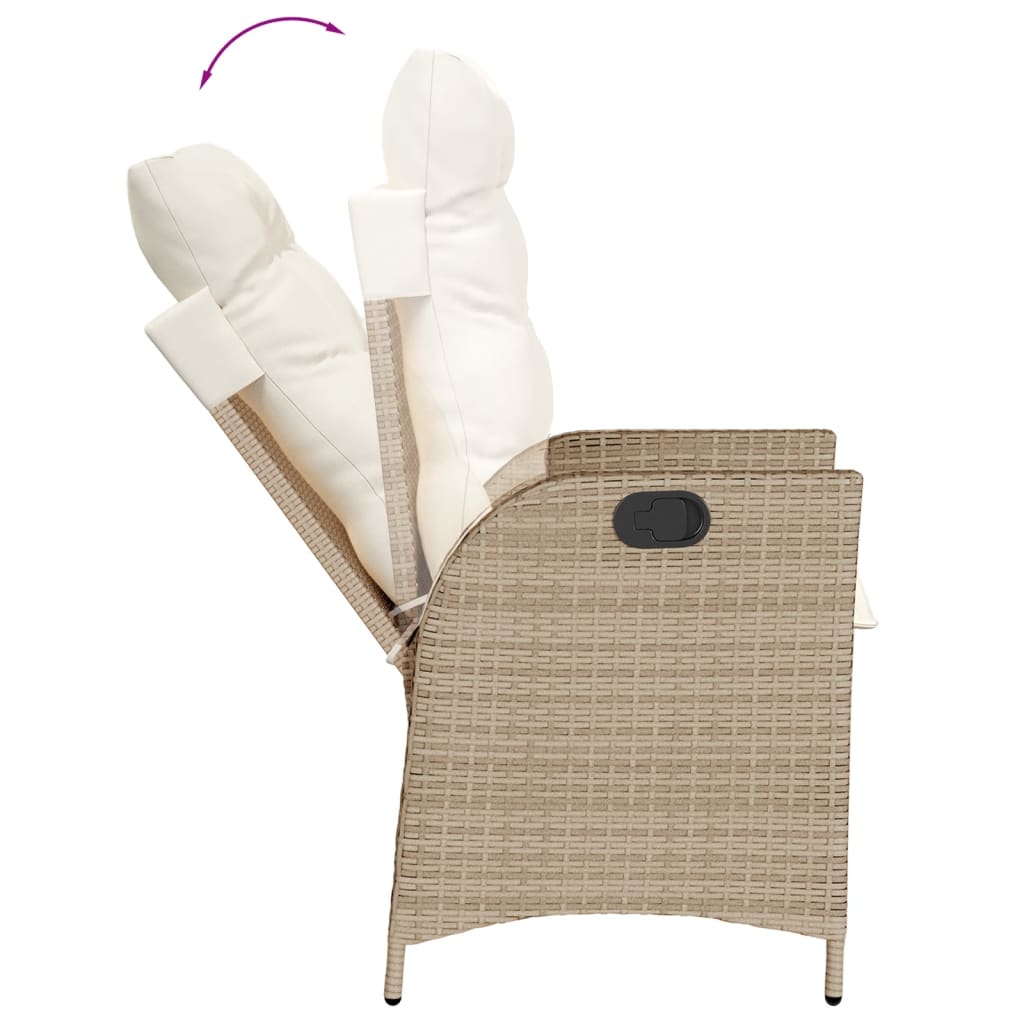 9 Piece Garden Dining Set with Cushions Beige Poly Rattan